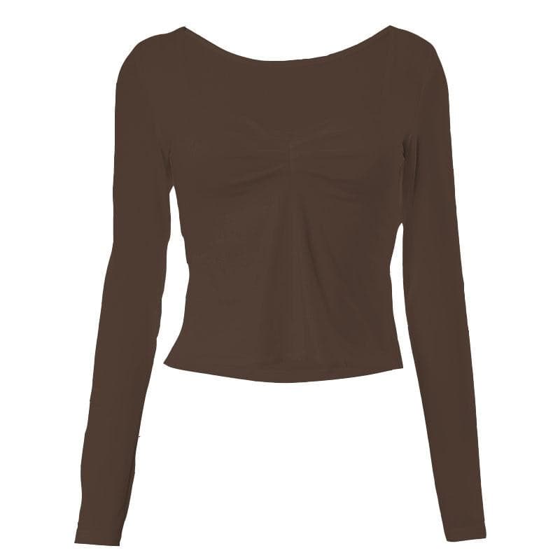 Fall Favorite Ruched Square Neck Long Sleeve Top | Flattering Bodycon Chic