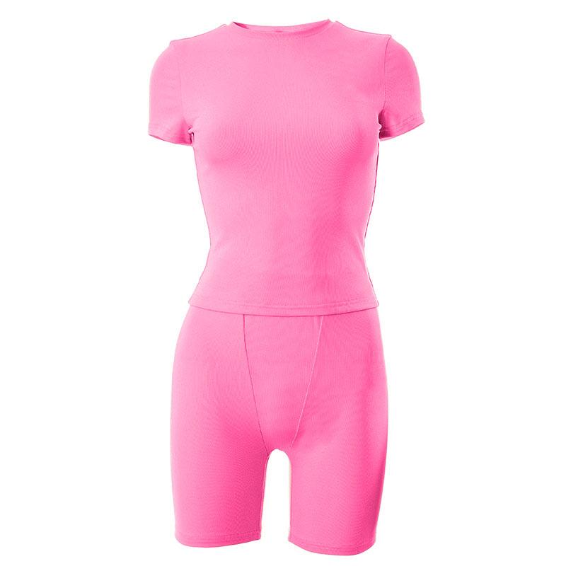 Cozy Fall Vibes: Women's Ribbed Knit Short Sleeve Top & Biker Shorts Set | Nude Athleisure Lounge Wear