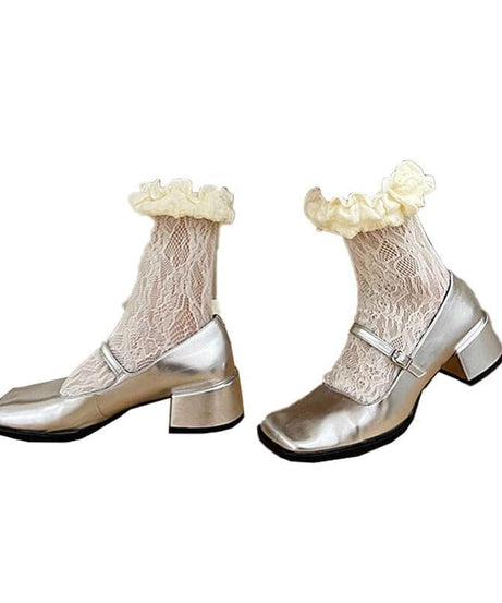 Whimsical Blush Pink Ruffle Lace Socks - Sweet Style for Fall & Beyond