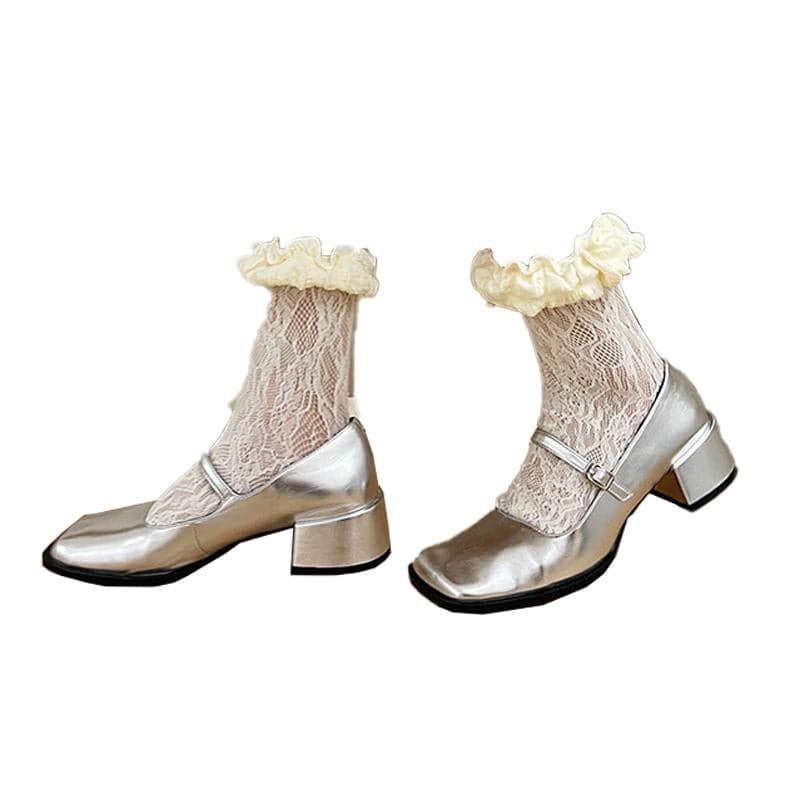 Whimsical Blush Pink Ruffle Lace Socks - Sweet Style for Fall & Beyond