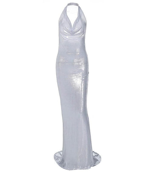 Radiant Liquid Bronze Halter Maxi Gown - Your Glamorous Pick for Holiday Parties & NYE