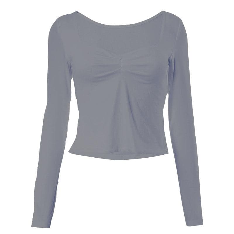 Fall Favorite Ruched Square Neck Long Sleeve Top | Flattering Bodycon Chic