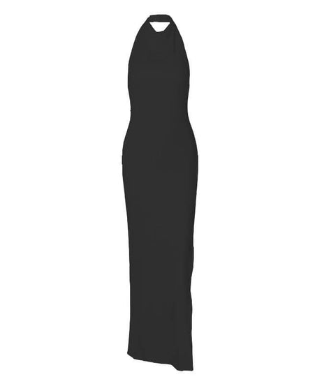 Effortless Glamour: White Halter Cowl Neck Maxi Dress for Holiday & NYE Parties