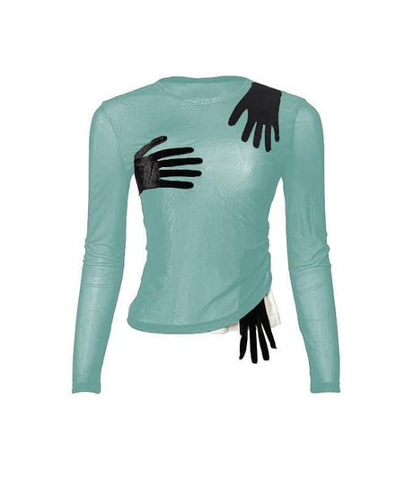 Mysterious Embrace Sheer Mesh Long Sleeve Top - Edgy Fall Fashion for Women