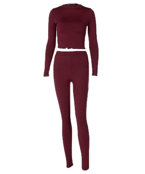Cozy Chic White Long Sleeve Crop Top & High-Waisted Leggings Set - Your Fall/Winter Go-To!