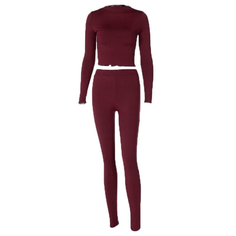 Cozy Chic White Long Sleeve Crop Top & High-Waisted Leggings Set - Your Fall/Winter Go-To!