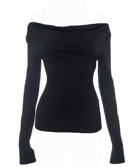 Chic & Cozy White Off-Shoulder Ruched Long Sleeve Top – Your Essential Fall Style