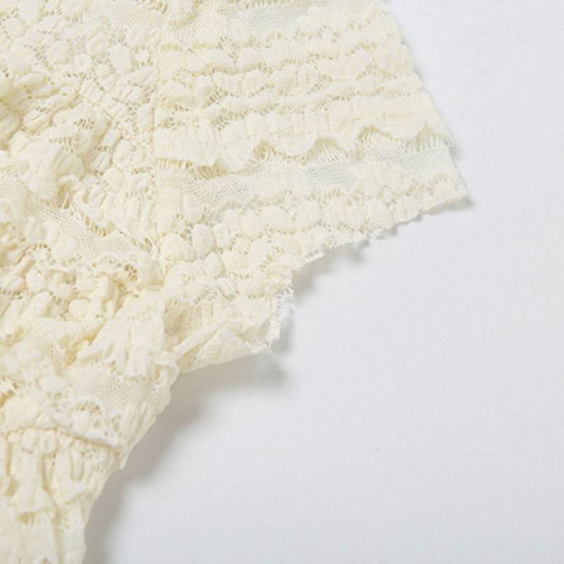 Dreamy Tiered Ruffle Lace Knit Shorts Set - Cozy Resort & Lounge Wear for Women