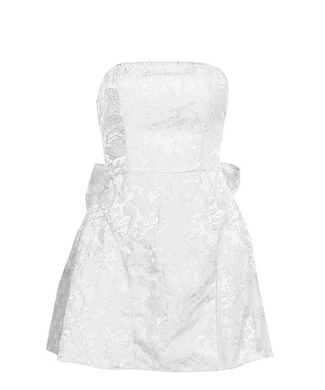 Blush Pink Floral Jacquard Strapless Mini Dress - Chic Fall Party & Homecoming Style