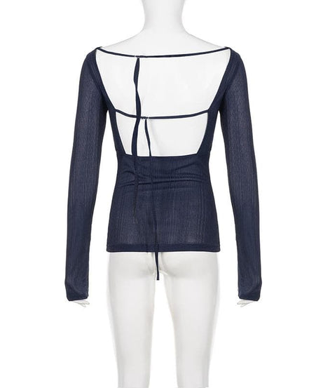 Effortless Chic: The Open Back Ribbed Knit Long Sleeve Top - Fall's Must-Have Statement Piece