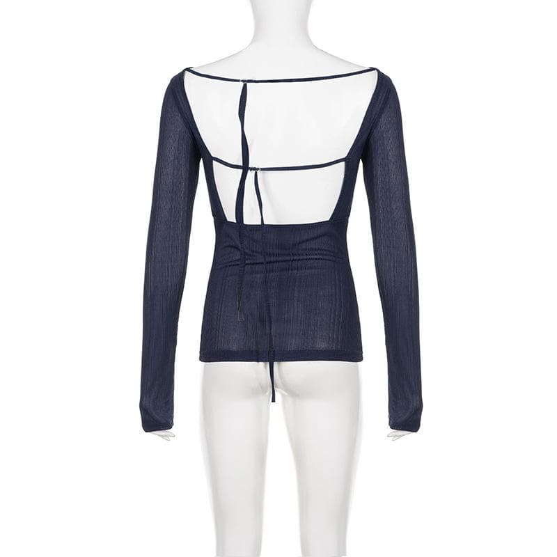 Effortless Chic: The Open Back Ribbed Knit Long Sleeve Top - Fall's Must-Have Statement Piece