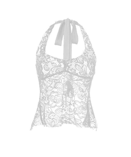 Chic Black Floral Lace Halter Top - Elevate Your Fall & Holiday Style