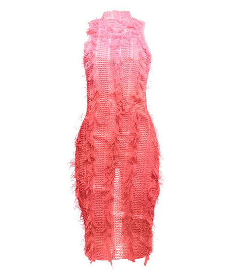 Ombre Fringe Sheer Bodycon Midi Dress | Glamour for Fall Parties & Beyond