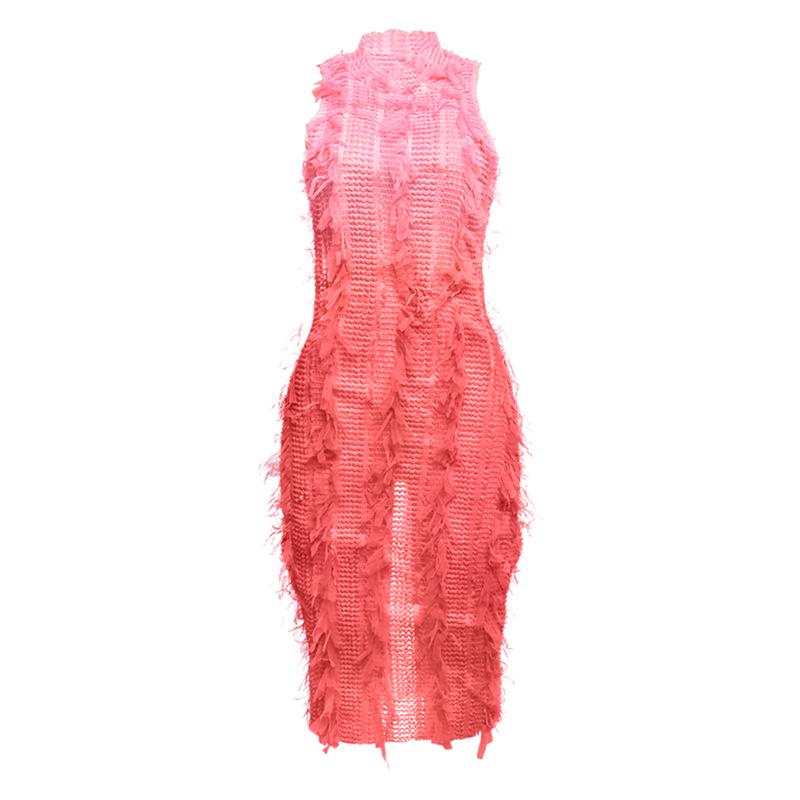 Ombre Fringe Sheer Bodycon Midi Dress | Glamour for Fall Parties & Beyond