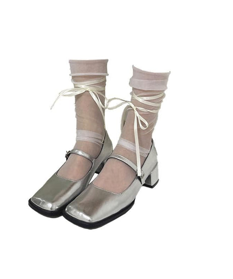 Elegant Sheer Ribbon Wrap Socks - Your Must-Have for Fall & Holiday Style