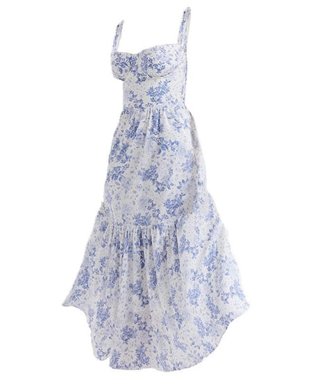 Enchanting Floral Ruched Midi Dress - Sweetheart Style for Fall Flair & Vacation Charm