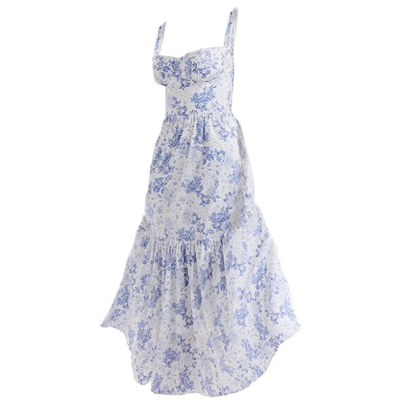 Enchanting Floral Ruched Midi Dress - Sweetheart Style for Fall Flair & Vacation Charm