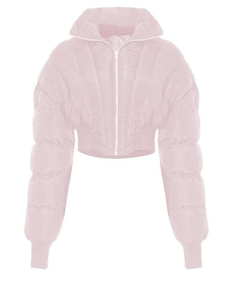 Trendsetter Cropped Puffer Jacket: Chic Black Mock Neck for Fall & Winter Style