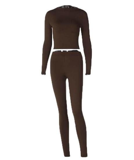 Cozy Chic White Long Sleeve Crop Top & High-Waisted Leggings Set - Your Fall/Winter Go-To!