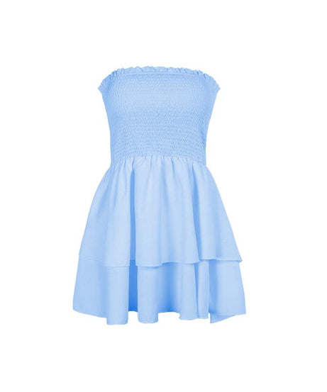 White Smocked Ruffle Tube Mini Dress - Your Fall Getaway & Resort Wear Essential