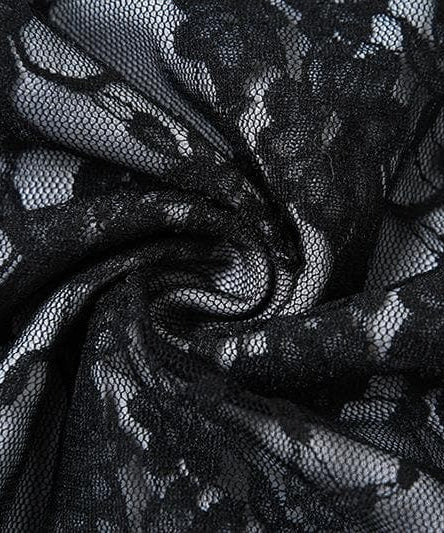 Gothic Enchantress Black Lace Cut-Out Midi Dress - Perfect for Halloween & Fall Parties
