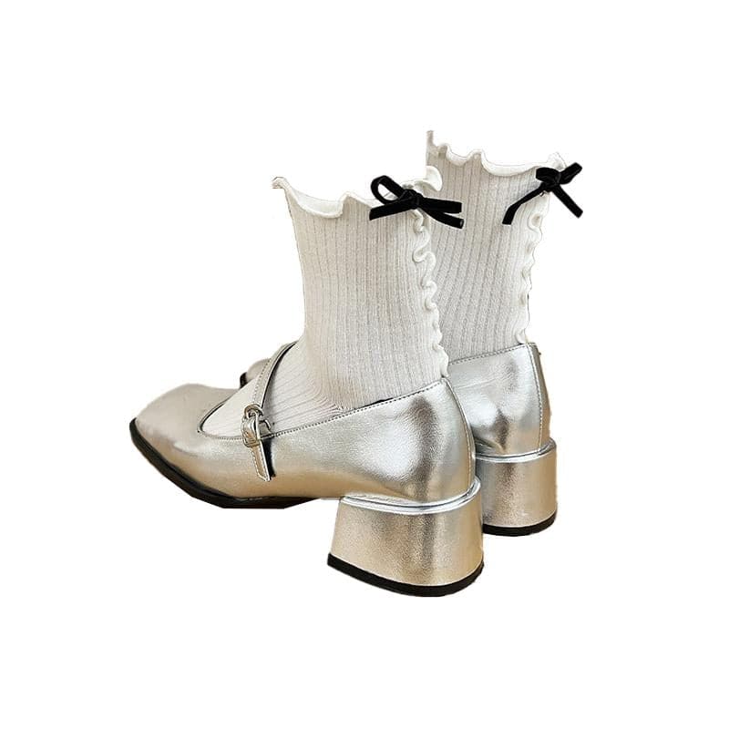 Cozy Fall Chic: Ruffled Ribbed Bow Crew Socks – Elevate Your Autumn Style