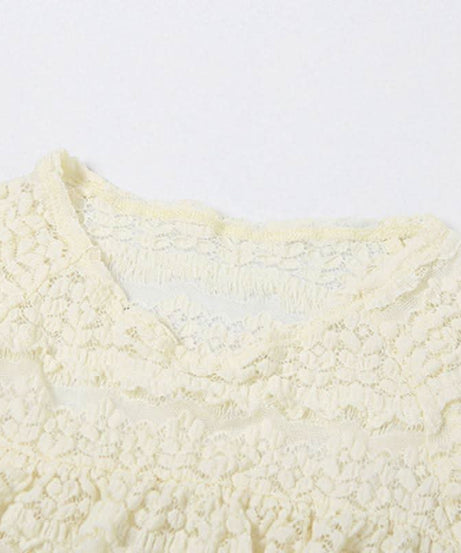 Dreamy Tiered Ruffle Lace Knit Shorts Set - Cozy Resort & Lounge Wear for Women