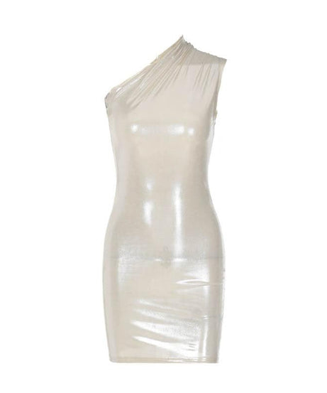 Dazzling Metallic One-Shoulder Ruched Mini Dress - Your Ultimate Holiday & NYE Party Look