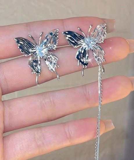 Whimsical Asymmetrical Butterfly Dangle Earrings - Enchanting Fall & Holiday Sparkle