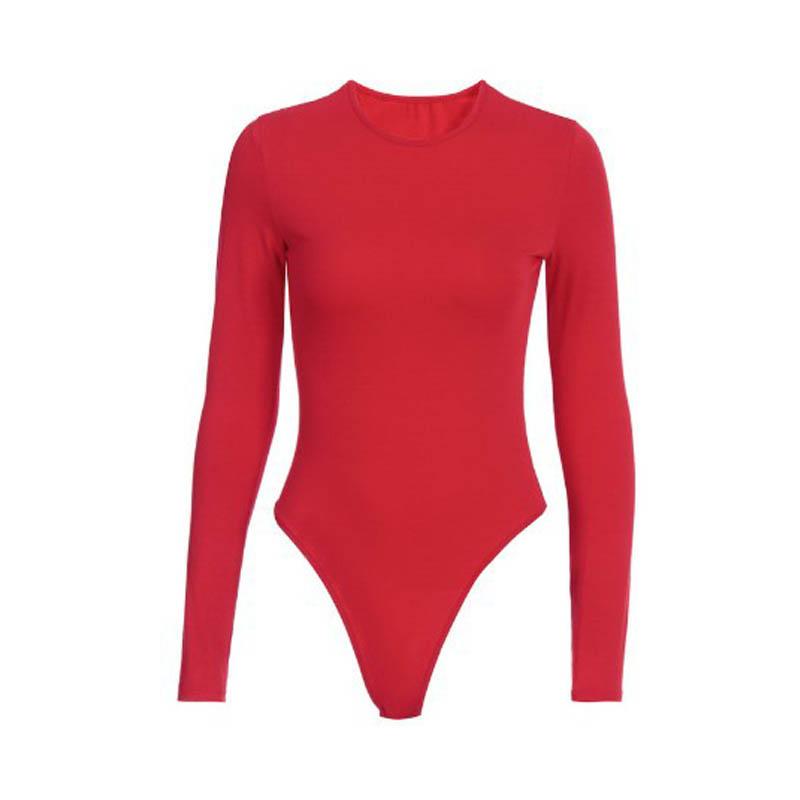 Effortless Chic: Scarlet Red Long Sleeve Crewneck Bodysuit - Your Fall Wardrobe Essential
