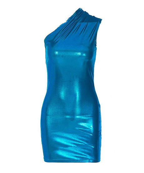 Dazzling Metallic One-Shoulder Ruched Mini Dress - Your Ultimate Holiday & NYE Party Look