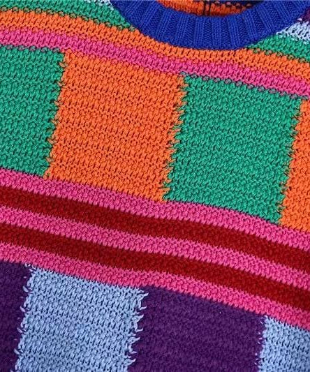 Vibrant Retro Knit Vest & Shorts Set - Cozy Fall Transition Style