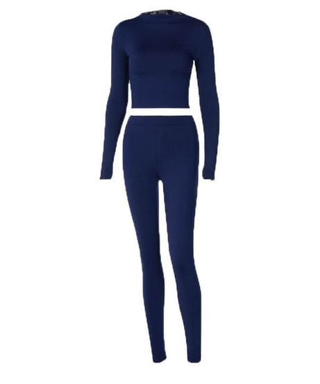 Cozy Chic White Long Sleeve Crop Top & High-Waisted Leggings Set - Your Fall/Winter Go-To!