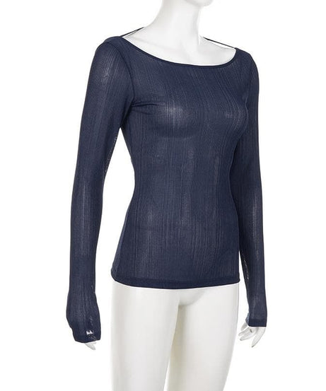 Effortless Chic: The Open Back Ribbed Knit Long Sleeve Top - Fall's Must-Have Statement Piece