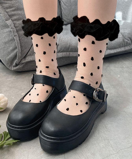 Chic Sheer Polka Dot Ruffle Ankle Socks - Vintage Charm for Fall & Halloween Outfits