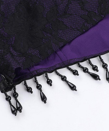 Dark Enchantress Purple Lace Corset Bustier Top - Halloween & Fall Goth Glamour