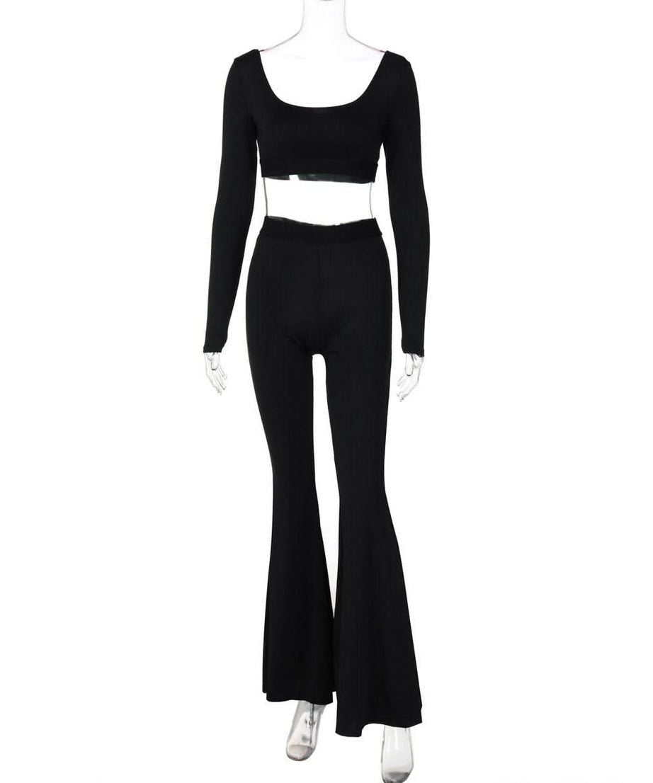 Unleash Your Inner Wild: Chic Leopard Flare Pant & Crop Top Set - Fall Trendsetter