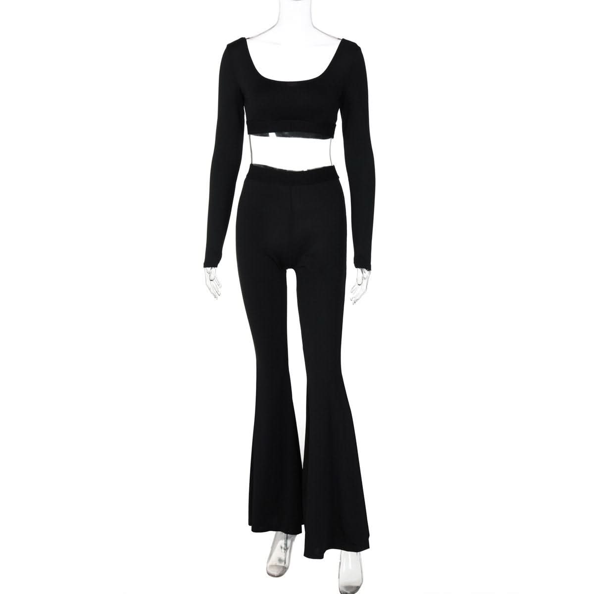 Unleash Your Inner Wild: Chic Leopard Flare Pant & Crop Top Set - Fall Trendsetter