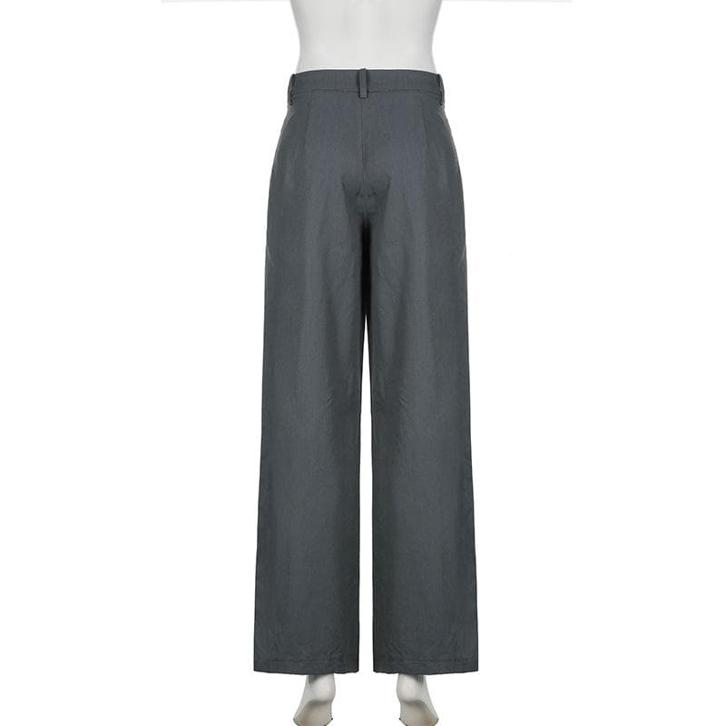 Women's Effortless Wide Leg Trousers - Dark Grey Fall Style with Stretch & Flattering Medium Rise