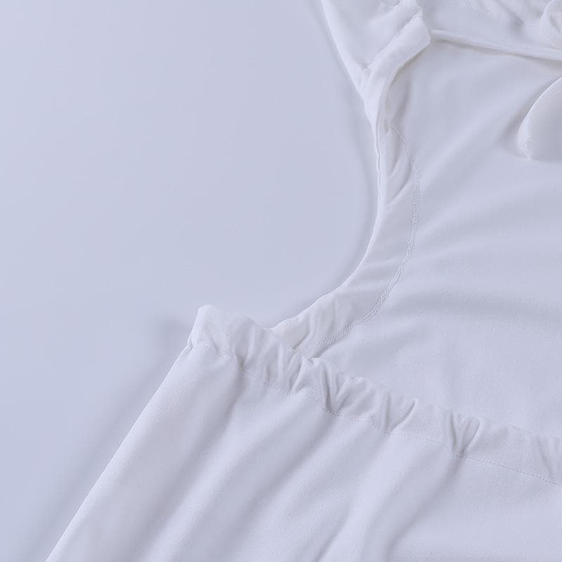 Effortless Chic: White Side Cut-Out Tie-Back Midi Dress - Perfect for Fall Events & Vacations