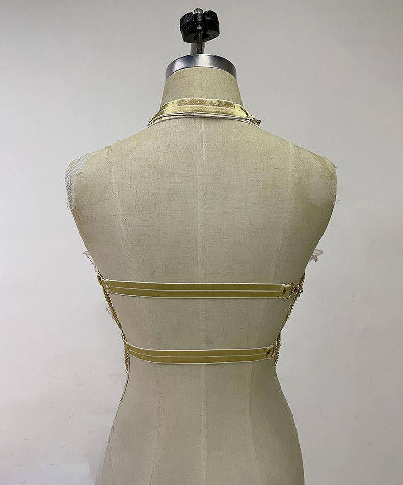 Enchanted Butterfly Halter Top & Body Chain with Choker | Festival Rave & Halloween Statement Piece