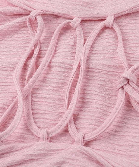 Cozy-Chic Blush Pink Ribbed Knit Midi Dress - Square Neck Long Sleeve for Fall