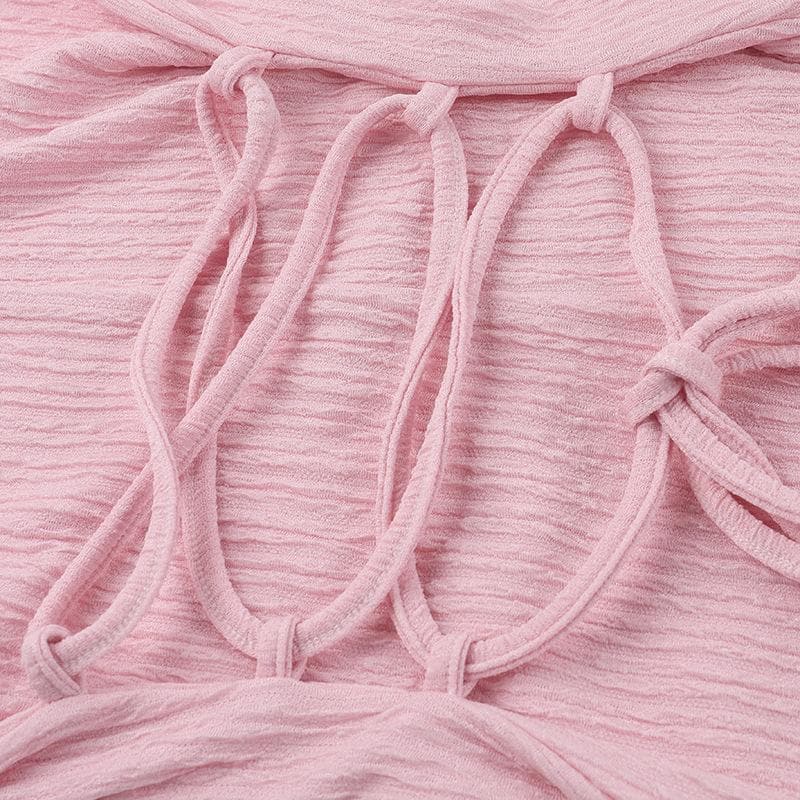 Cozy-Chic Blush Pink Ribbed Knit Midi Dress - Square Neck Long Sleeve for Fall