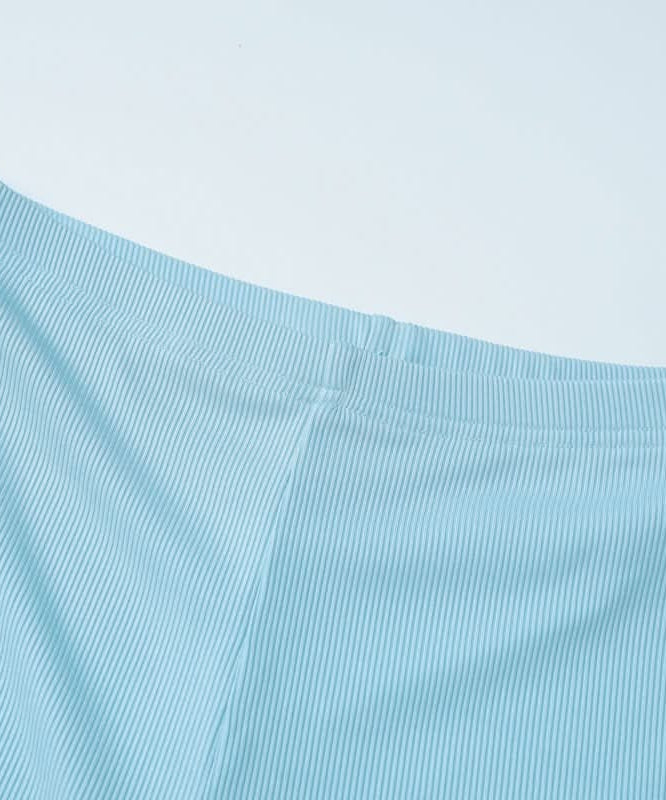 Fall Flair: Sky Blue Ribbed Bell Sleeve Crop Top & Flare Pant Set - Cozy Chic Loungewear