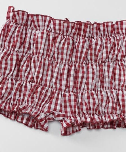 Sweetheart Gingham Smocked Cami & Ruffle Shorts Set - Cozy American Loungewear