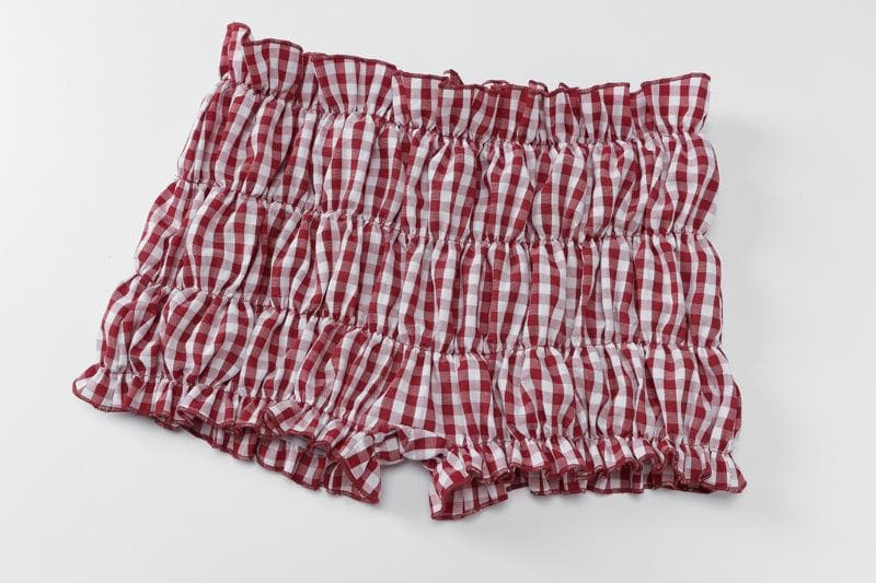Sweetheart Gingham Smocked Cami & Ruffle Shorts Set - Cozy American Loungewear