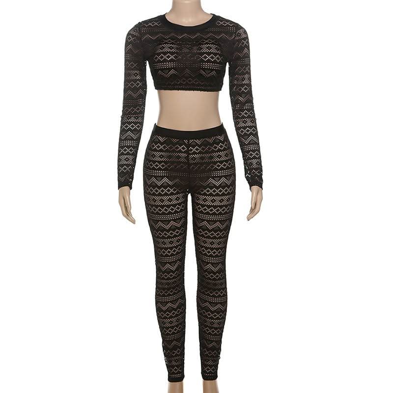 Mystic Sheer Knit Crop Top & Leggings Set | Fall Getaway & Halloween Ready Co-ord