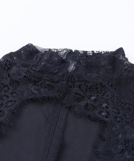 The Sultry Black Lace Illusion Mini Dress - Your Essential for Fall & Holiday Nights