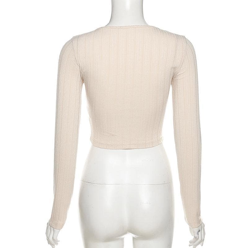 Elevated Fall Ribbed Knit Long Sleeve Top | Chic Chain & Buckle Detail, Asymmetrical Hem