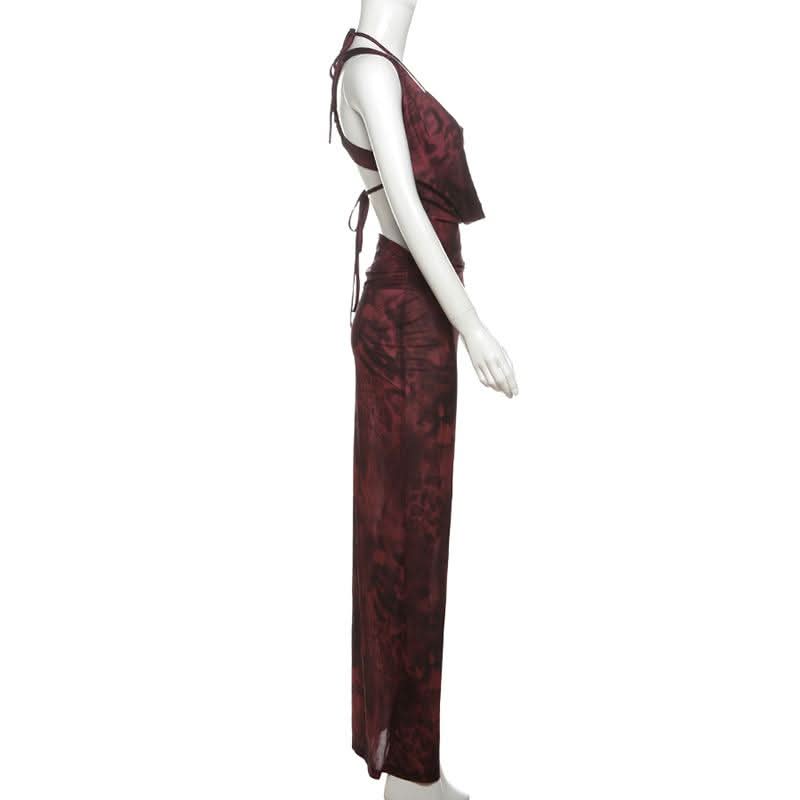 Sultry Fall Nights Halter Maxi Dress | Deep Burgundy Cowl Neck Statement Gown